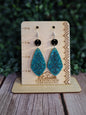 Teal Glitter Western Earrings