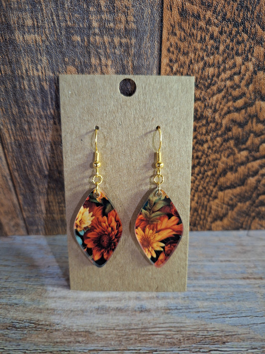 Fall Flowers Diamond Dangles